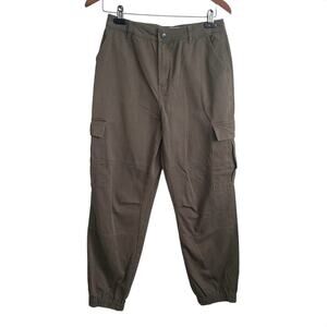 Y2K Sorella Moon Women Cotton Cargo Jogger Pants M Khaki Utility Gorp Streetwear